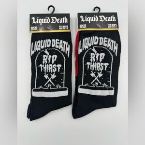 Liquid Death Crew Socks RIP Thirst Black Red Men's Size 6-12 NWT